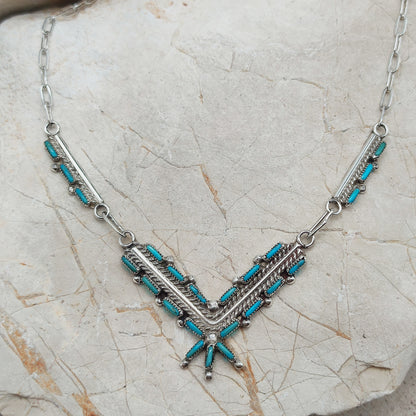 Zuni Turquoise Needlepoint Necklace