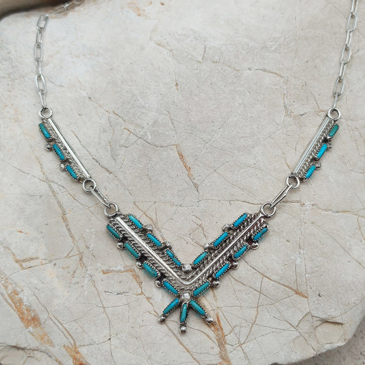Zuni Turquoise Needlepoint Necklace