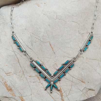 Zuni Turquoise Needlepoint Necklace