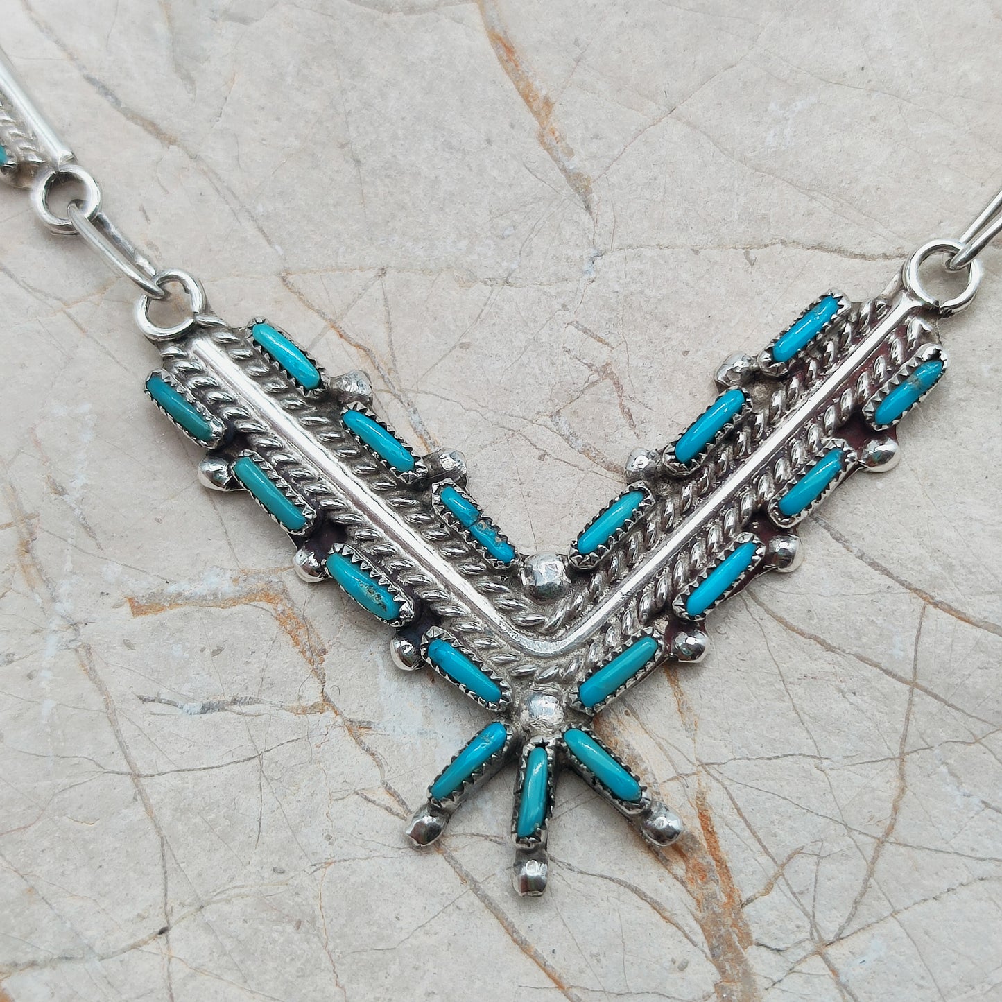 Zuni Turquoise Needlepoint Necklace