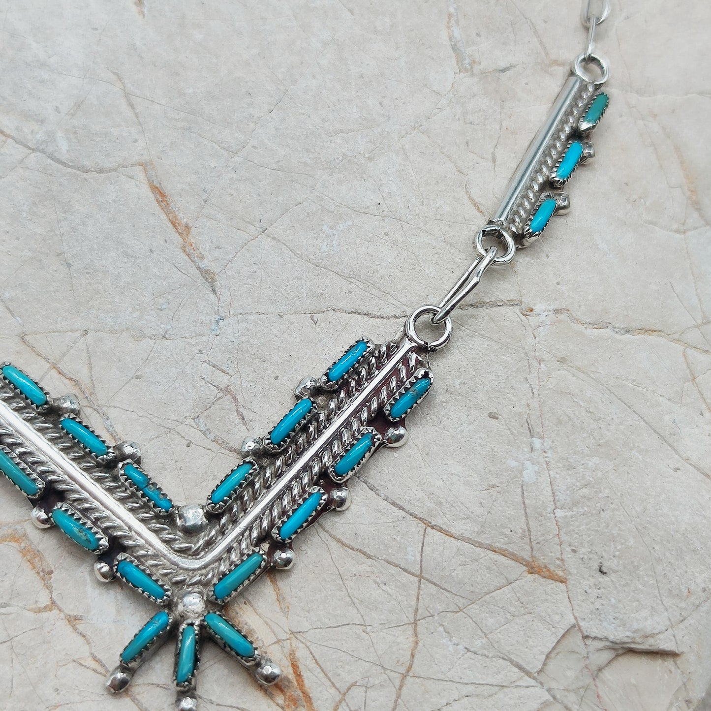 Zuni Turquoise Needlepoint Necklace