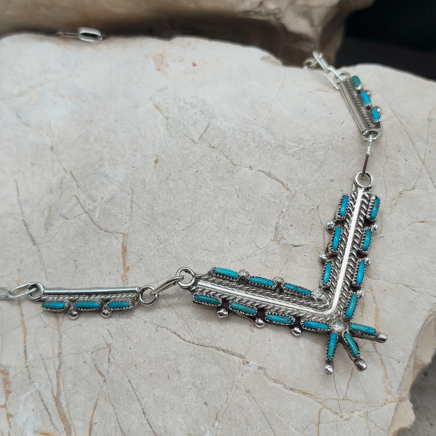 Zuni Turquoise Needlepoint Necklace