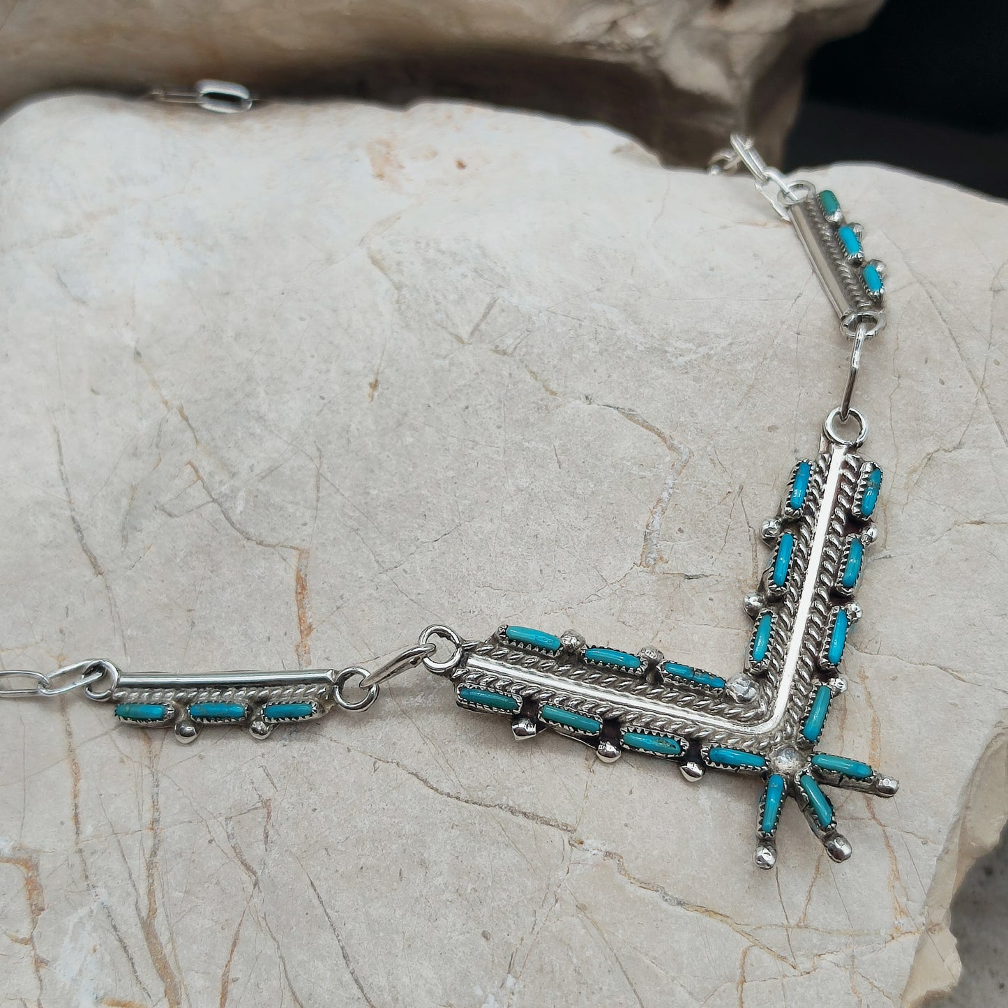 Zuni Turquoise Needlepoint Necklace