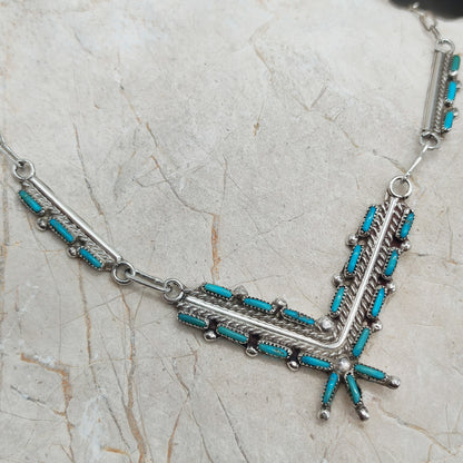 Zuni Turquoise Needlepoint Necklace