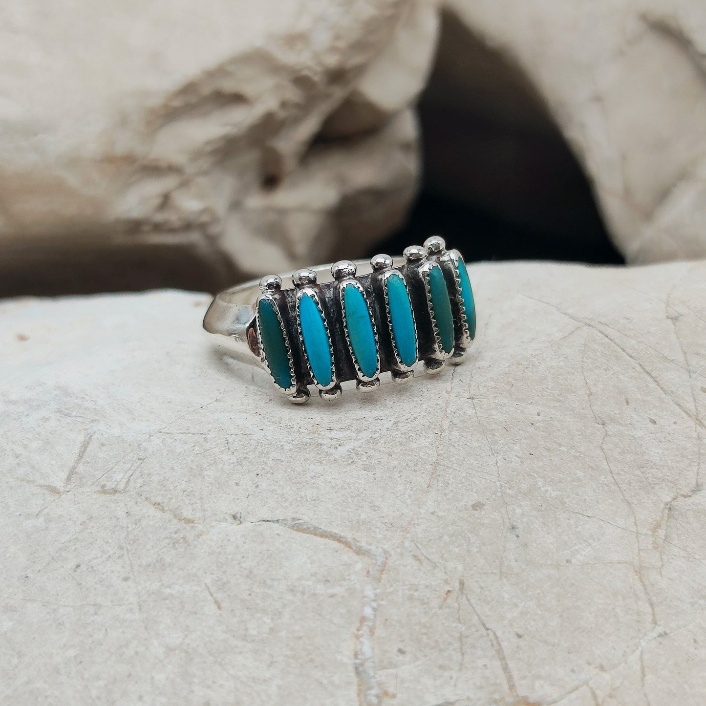 Vintage Turquoise Zuni Needlepoint ring by Paloma