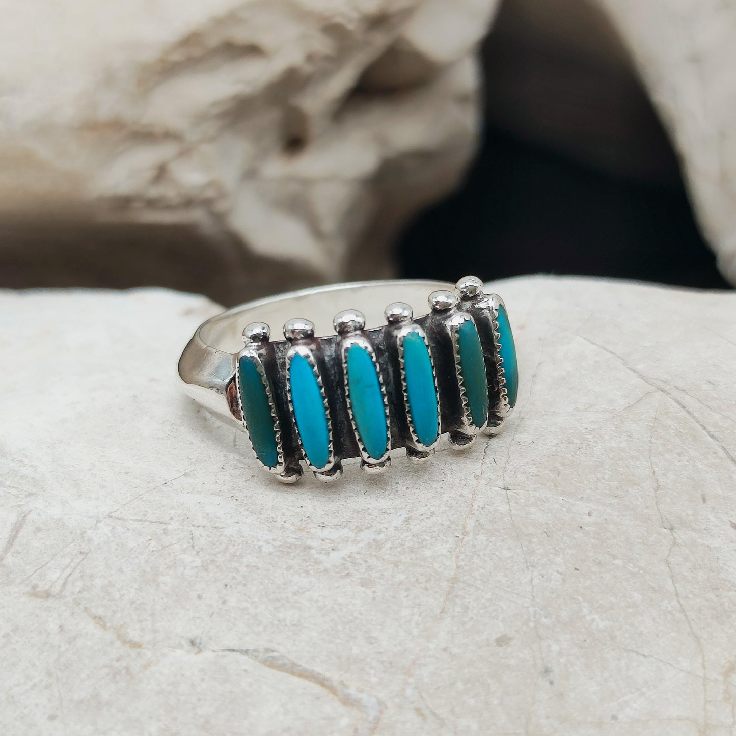 Vintage Turquoise Zuni Needlepoint ring by Paloma