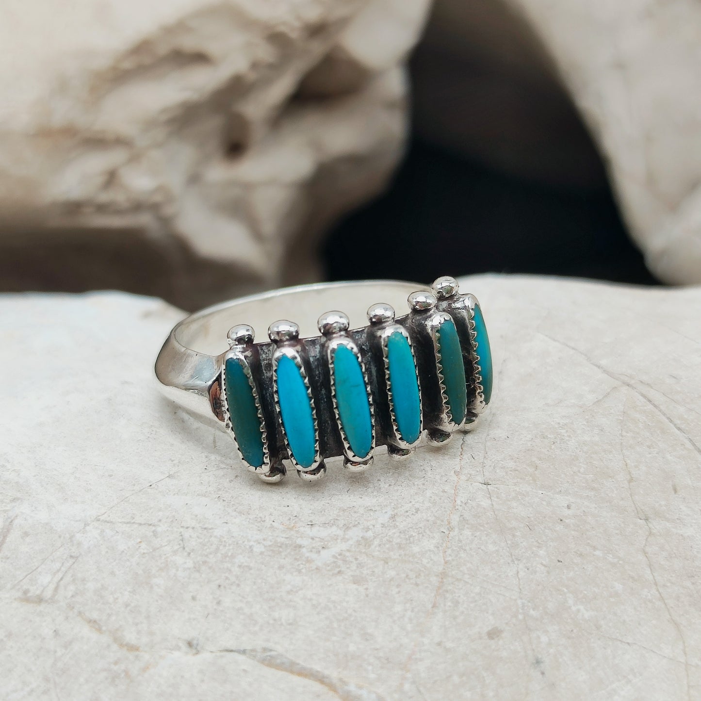 Vintage Turquoise Zuni Needlepoint ring by Paloma