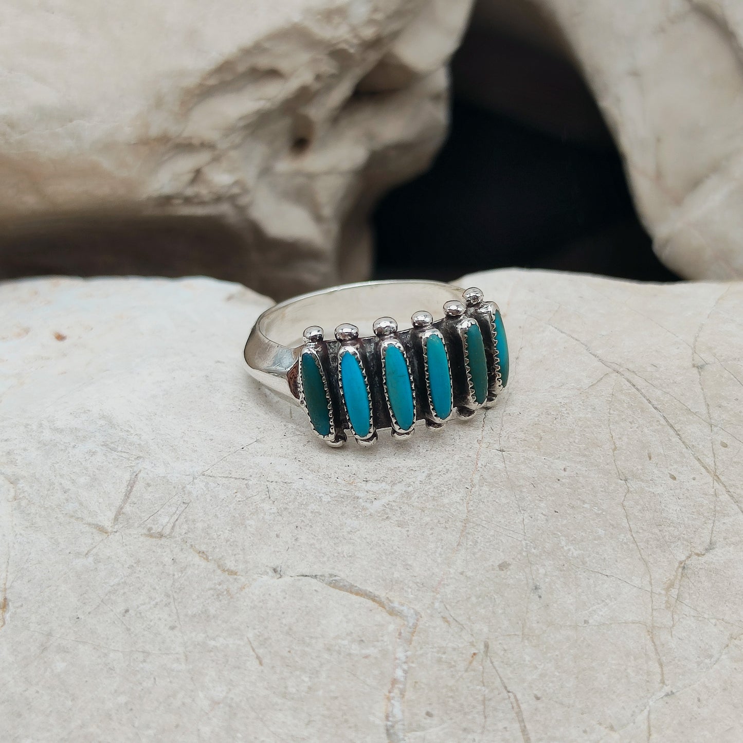 Vintage Turquoise Zuni Needlepoint ring by Paloma