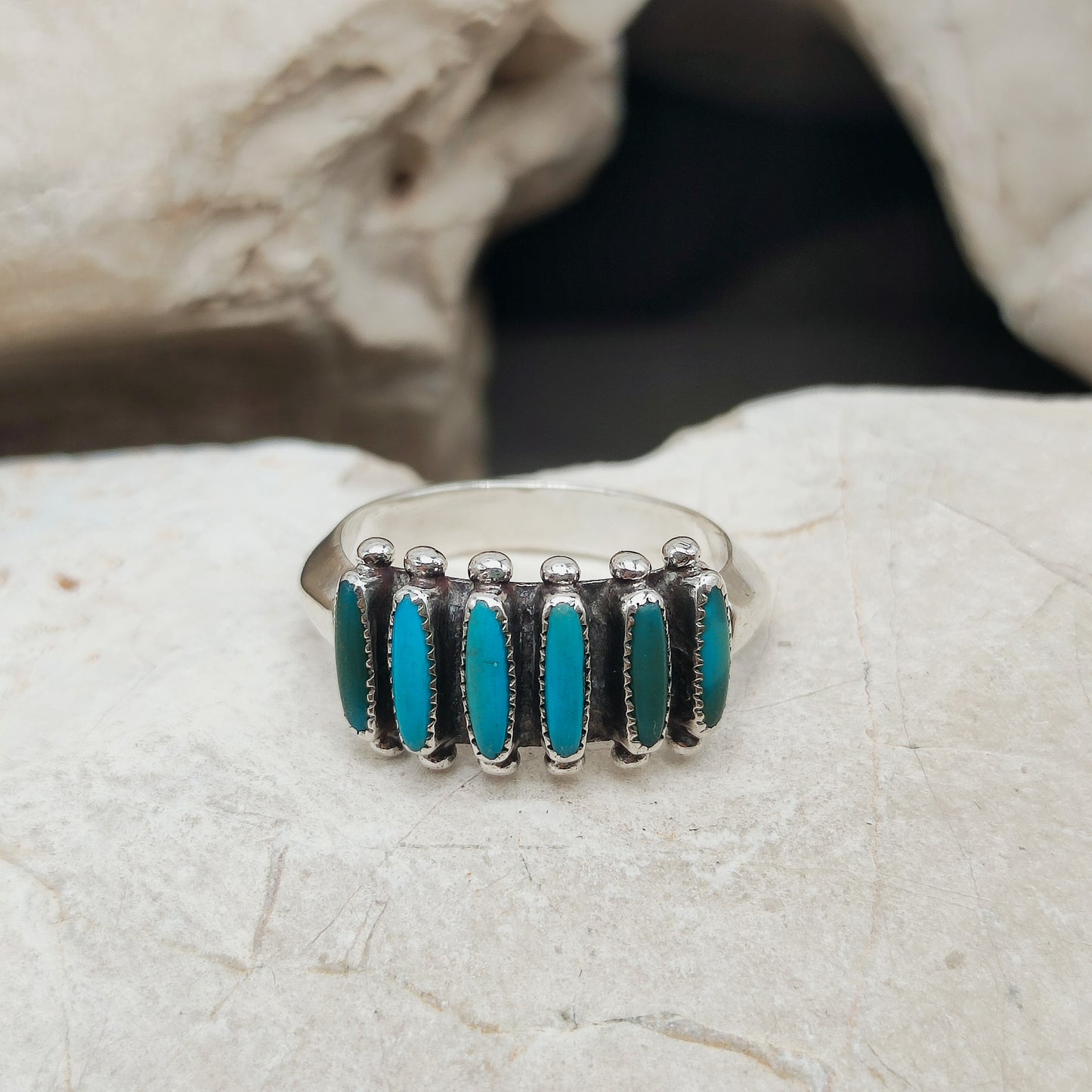 Vintage Turquoise Zuni Needlepoint ring by Paloma