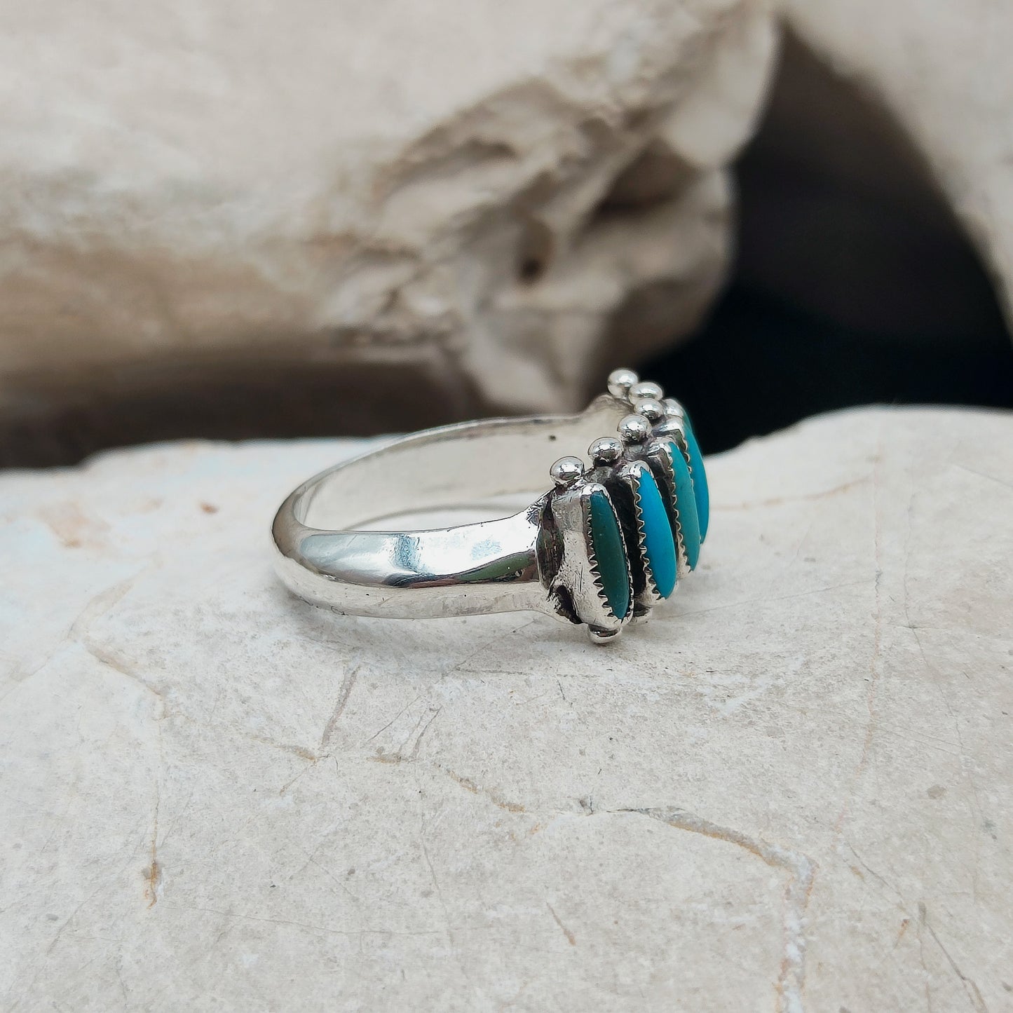 Vintage Turquoise Zuni Needlepoint ring by Paloma