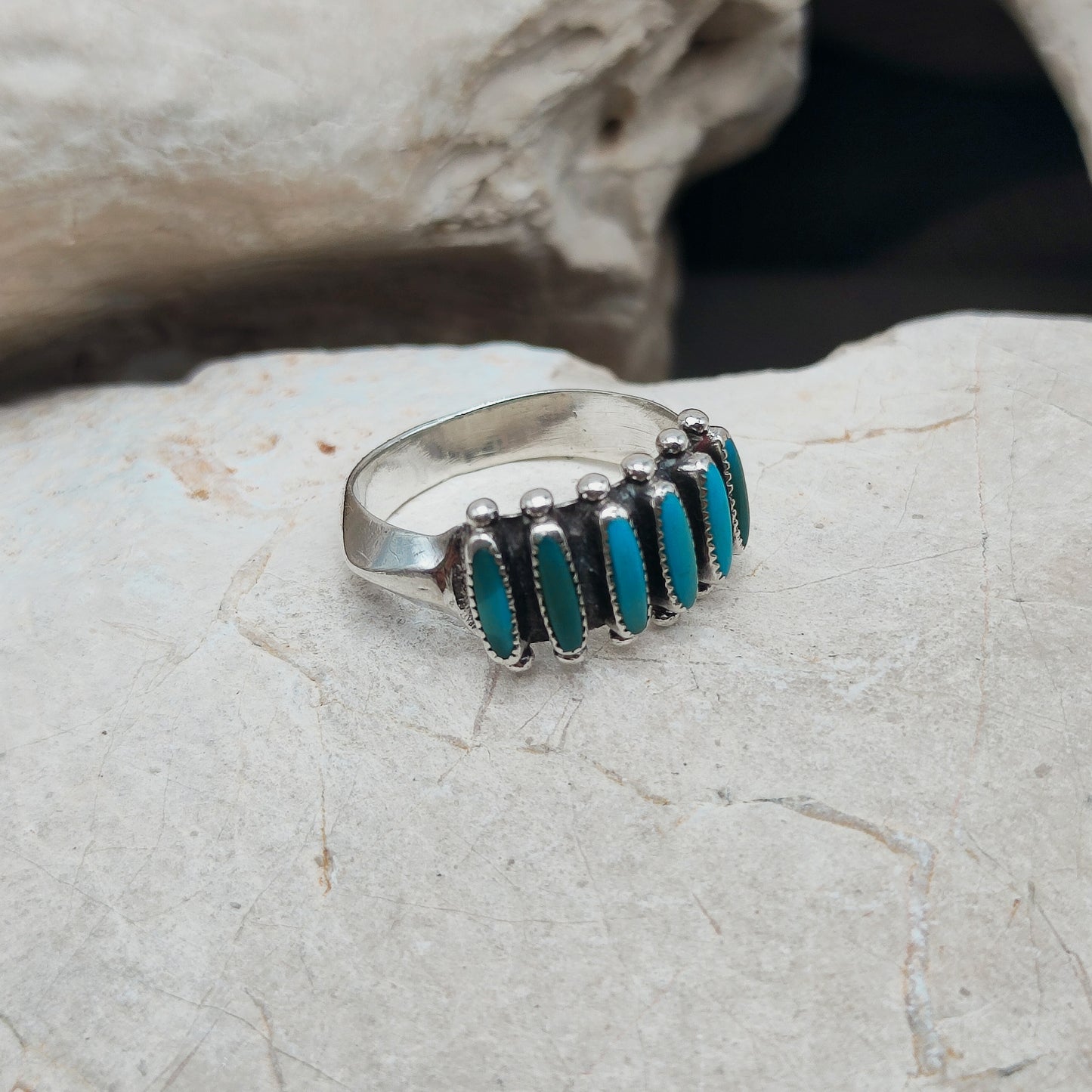 Vintage Turquoise Zuni Needlepoint ring by Paloma