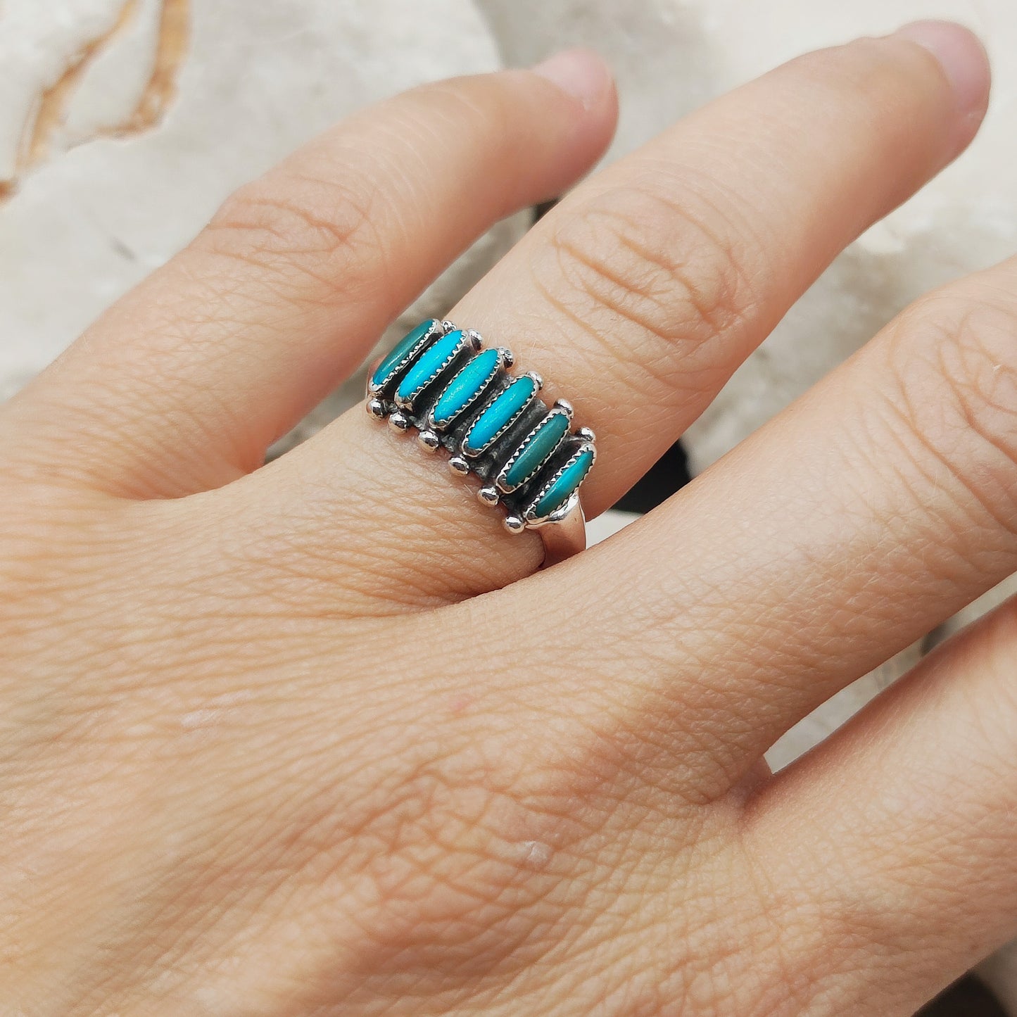 Vintage Turquoise Zuni Needlepoint ring by Paloma
