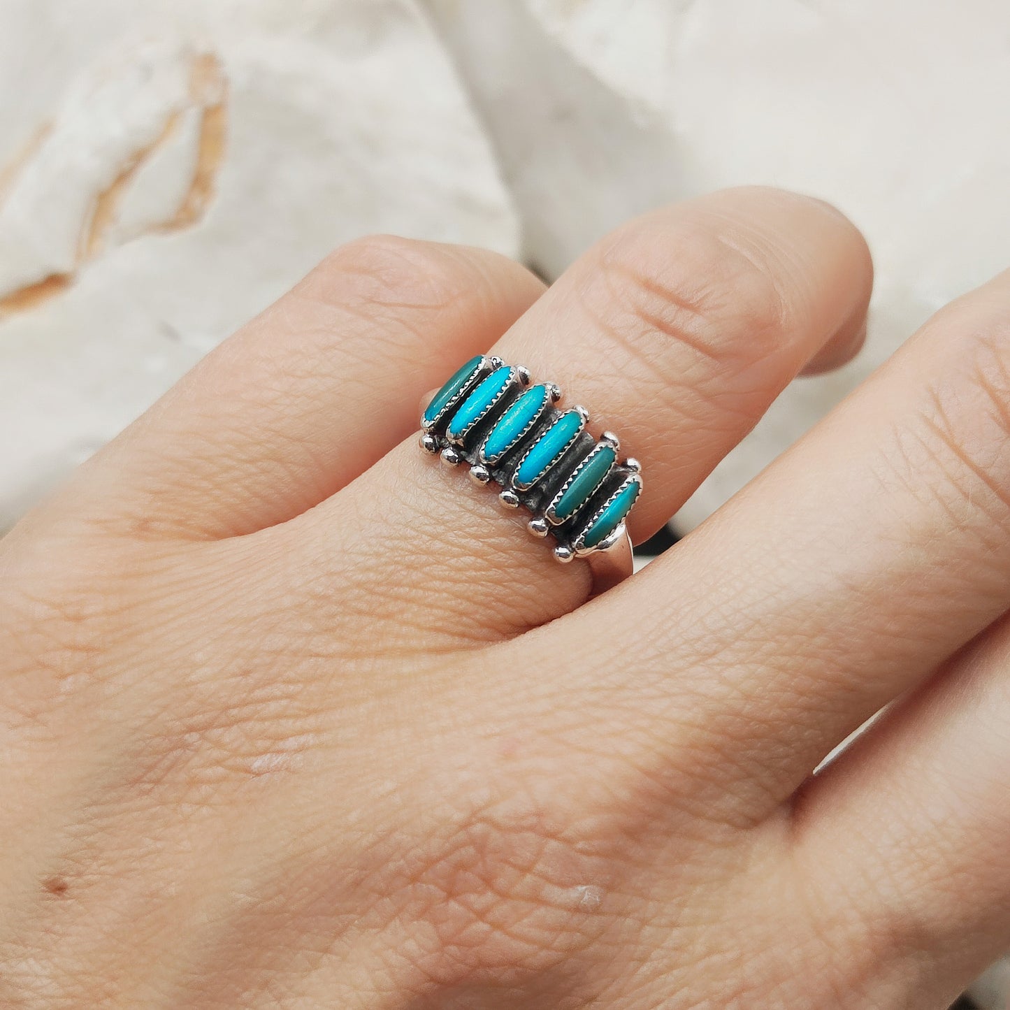 Vintage Turquoise Zuni Needlepoint ring by Paloma