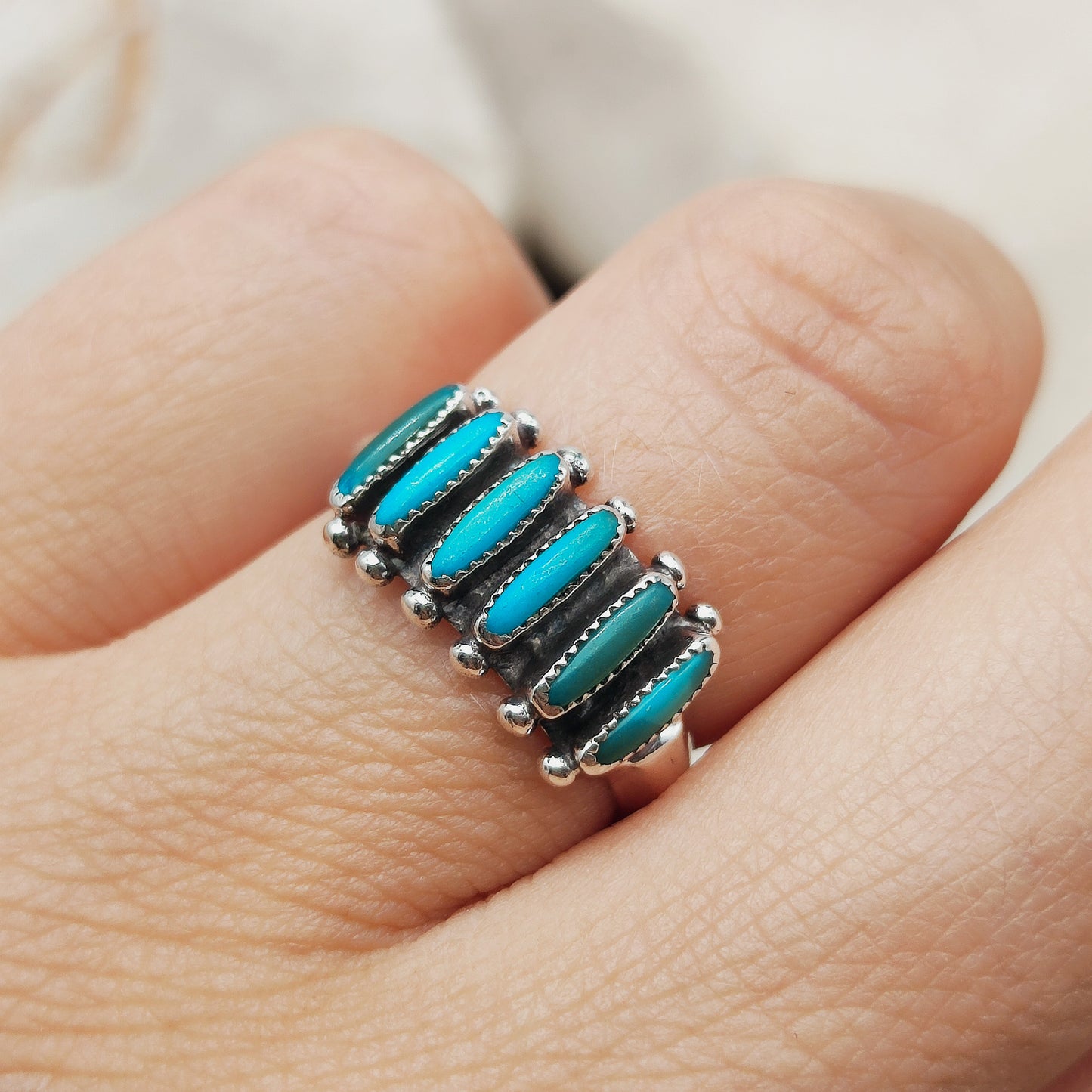 Vintage Turquoise Zuni Needlepoint ring by Paloma