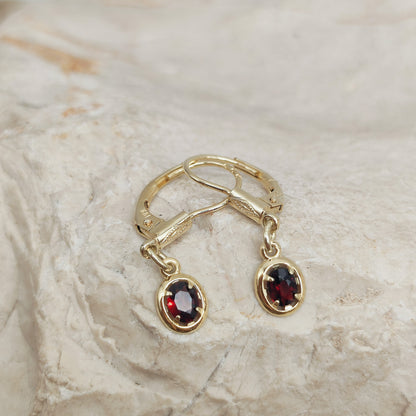Elegant dangles with Garnet in 14K gold
