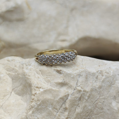 Vintage Diamond 3 row ring in 9K gold