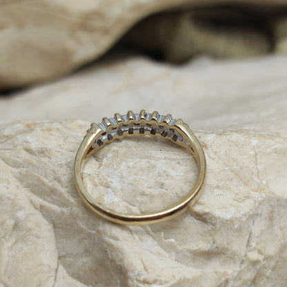 Vintage Diamond 3 row ring in 9K gold