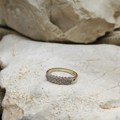 Vintage Diamond 3 row ring in 9K gold