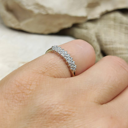 Vintage Diamond 3 row ring in 9K gold