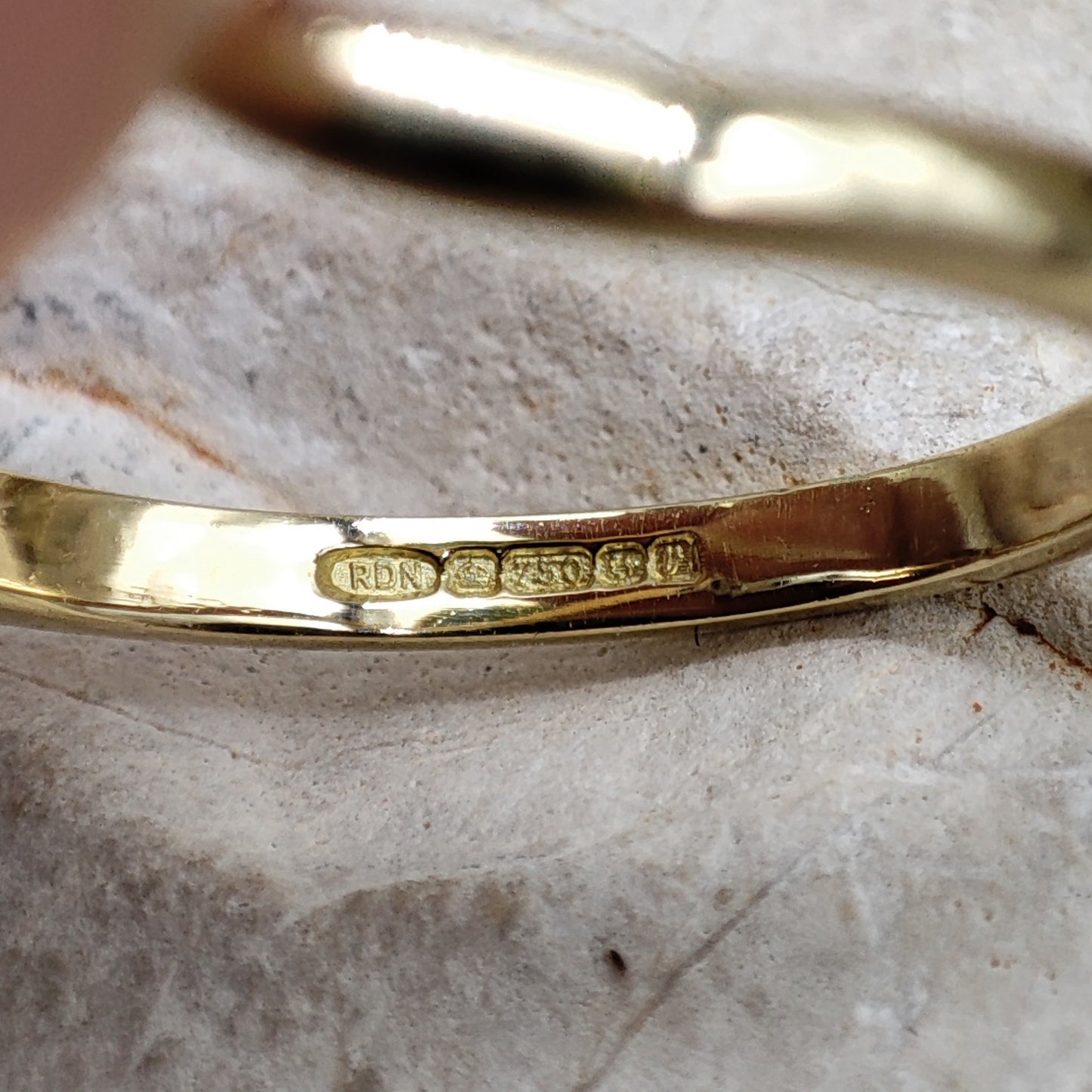 Vintage diamond and London Blue Topaz wishbone ring in 18K gold