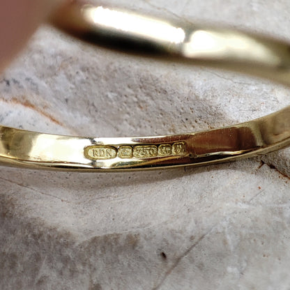 Vintage diamond and London Blue Topaz wishbone ring in 18K gold