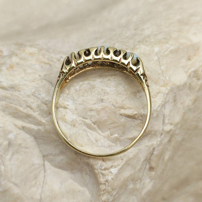 Vintage Opal and Diamond ring in 9K gold