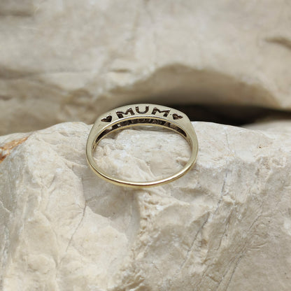 Vintage Diamond MUM ring in 9K gold