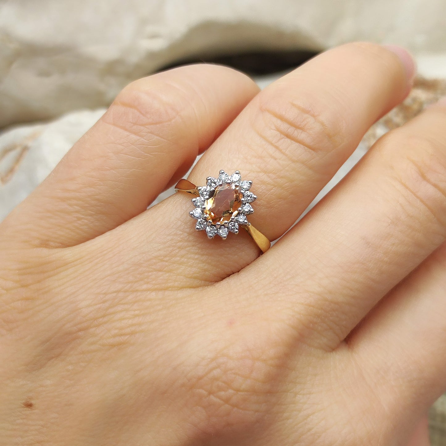 Vintage Spinel and Diamond ring in 18K gold