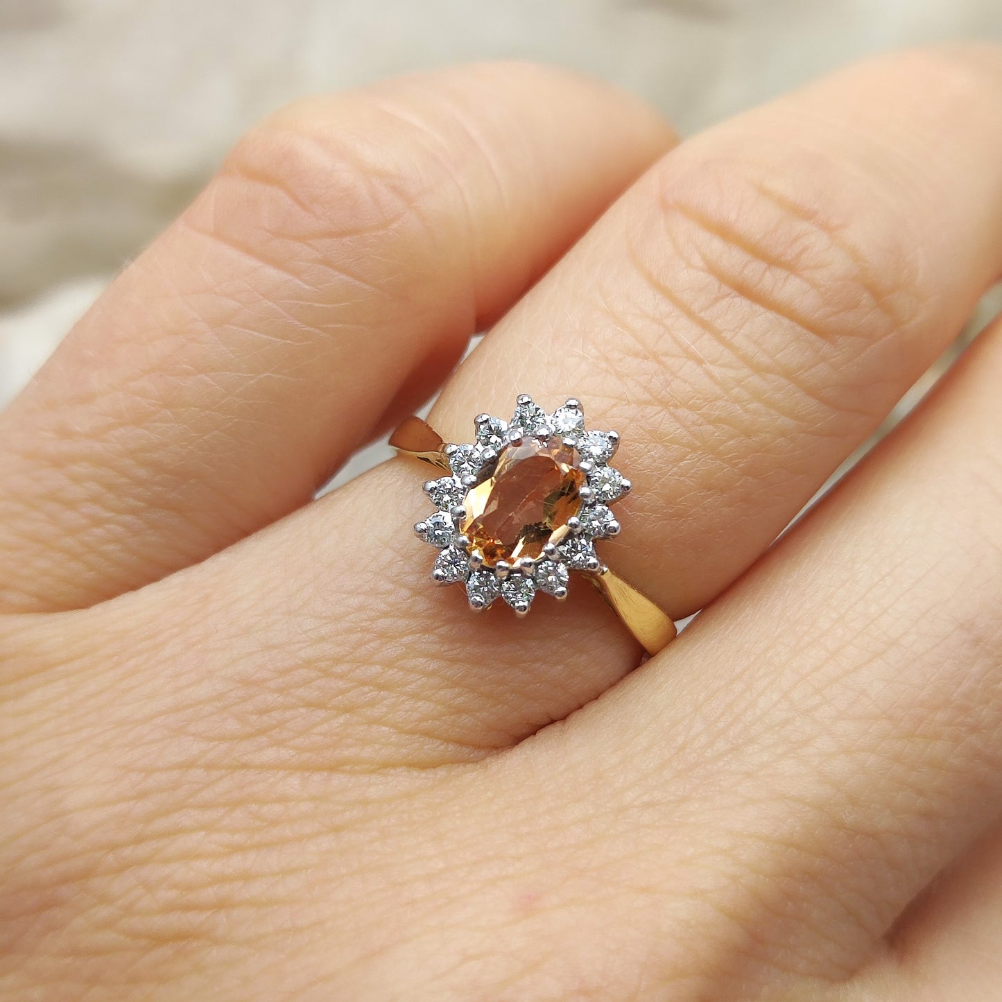 Vintage Spinel and Diamond ring in 18K gold