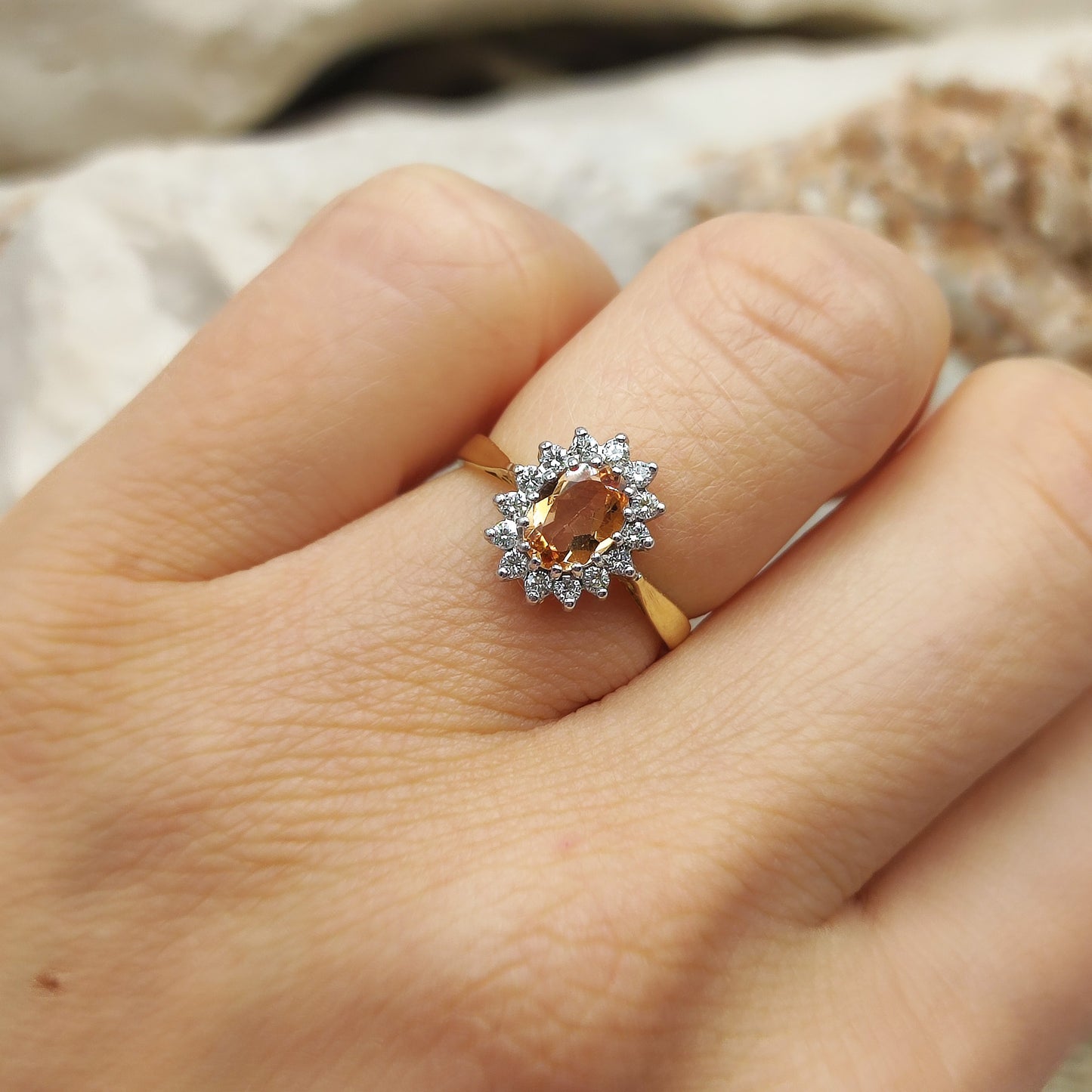 Vintage Spinel and Diamond ring in 18K gold