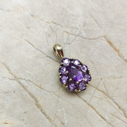 Amethyst Drop Pendant in 8K gold