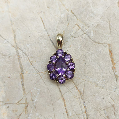Amethyst Drop Pendant in 8K gold