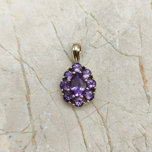 Amethyst Drop Pendant in 8K gold