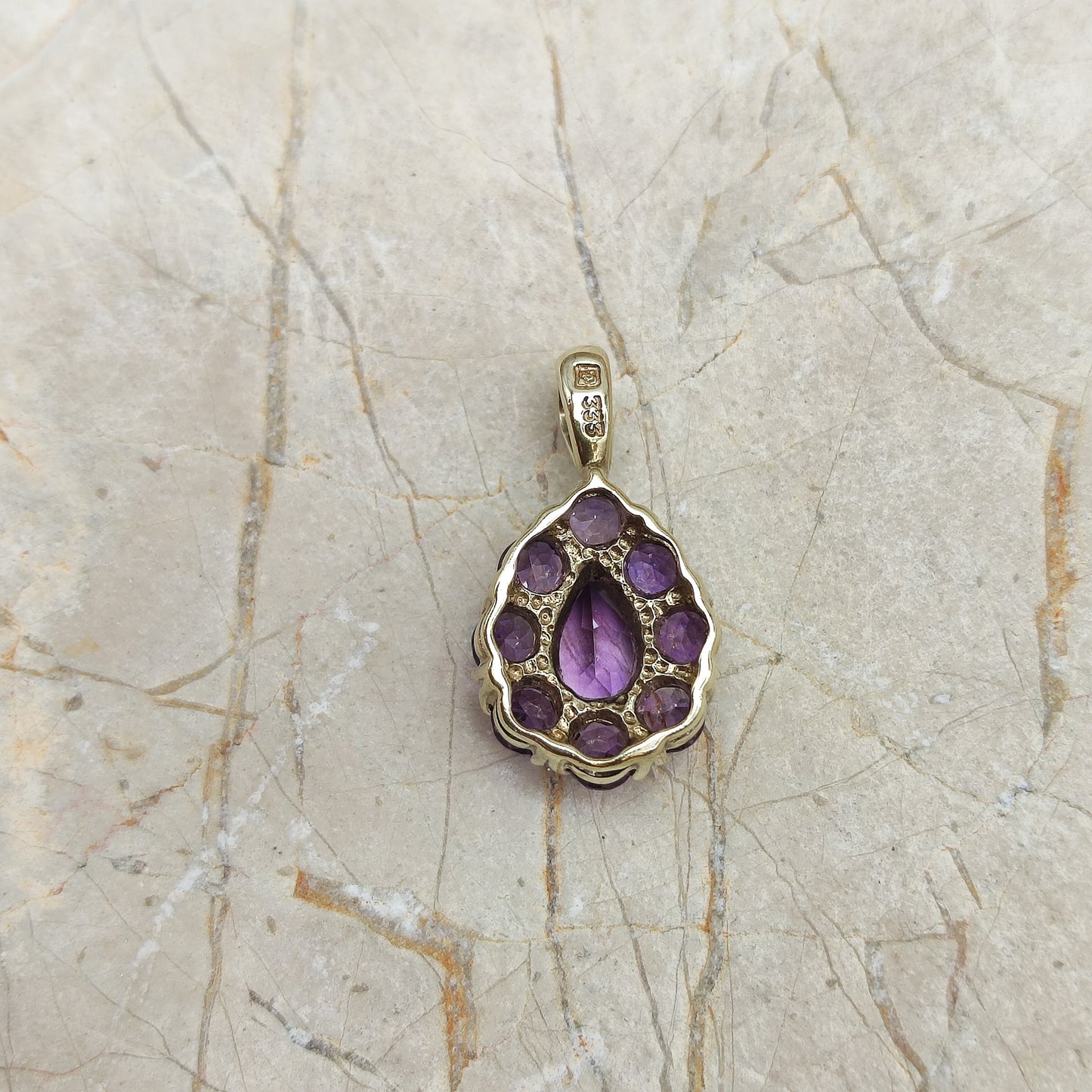 Amethyst Drop Pendant in 8K gold