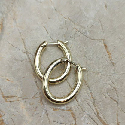 Smooth Oval Earrings in 9K gold