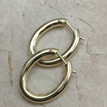 Smooth Oval Earrings in 9K gold