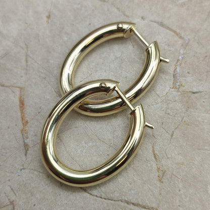 Smooth Oval Earrings in 9K gold