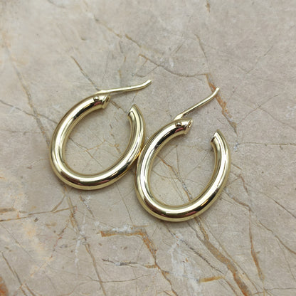 Smooth Oval Earrings in 9K gold