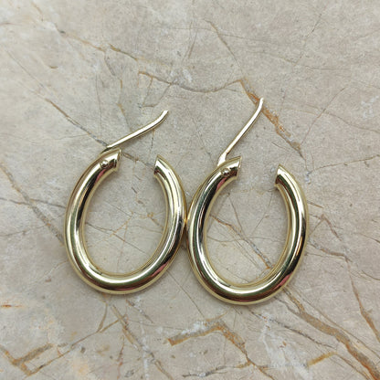 Smooth Oval Earrings in 9K gold