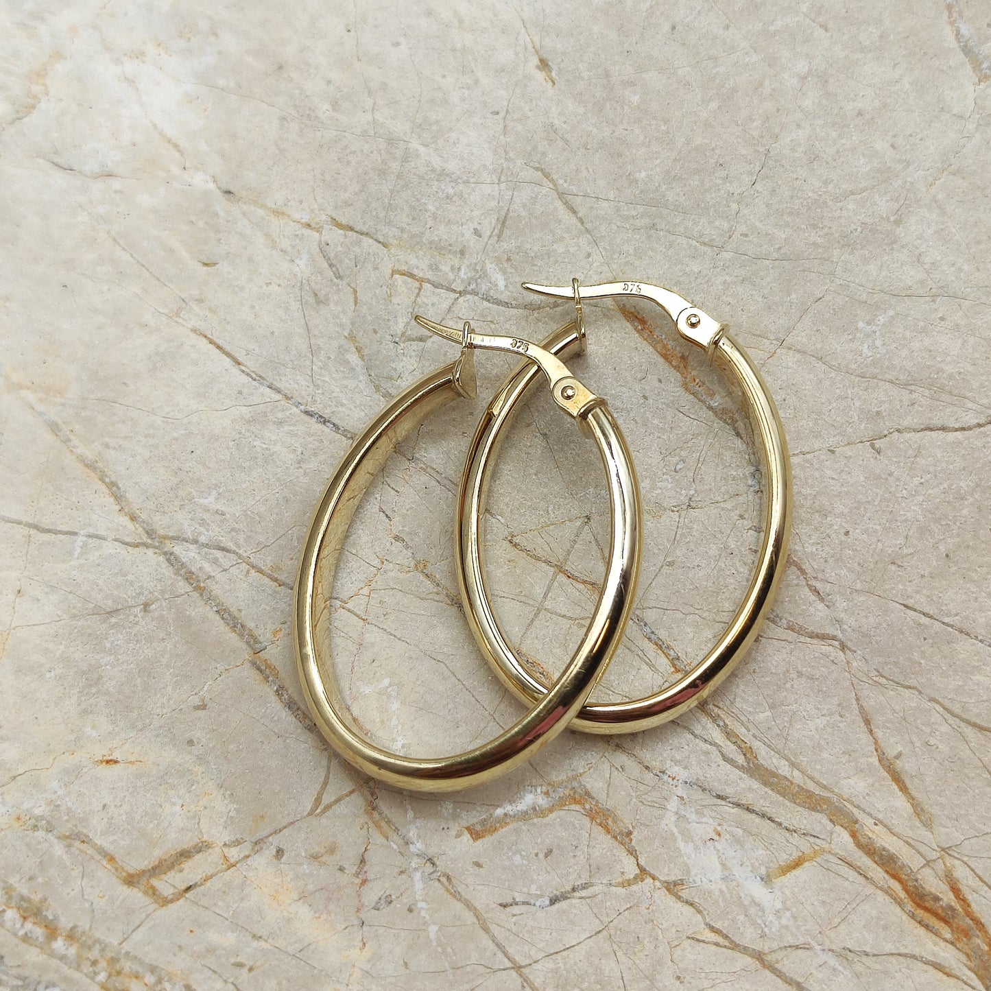 Large Oval Earrings in 9K gold