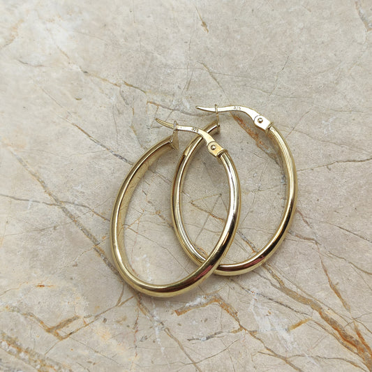 Large Oval Earrings in 9K gold