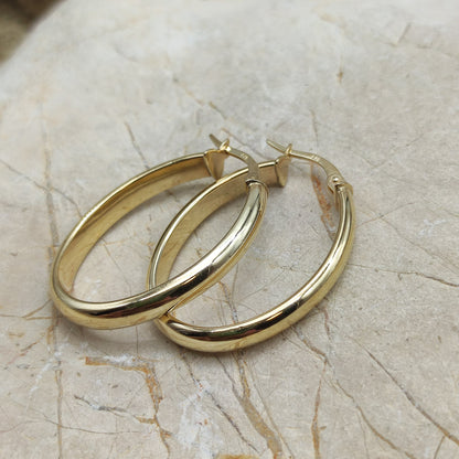 Large Oval Earrings in 9K gold