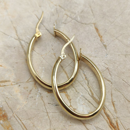 Large Oval Earrings in 9K gold