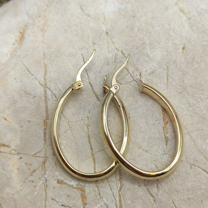 Large Oval Earrings in 9K gold