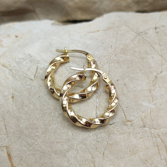 Twisted Hoop Earrings in 9K gold
