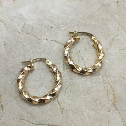 Twisted Hoop Earrings in 9K gold