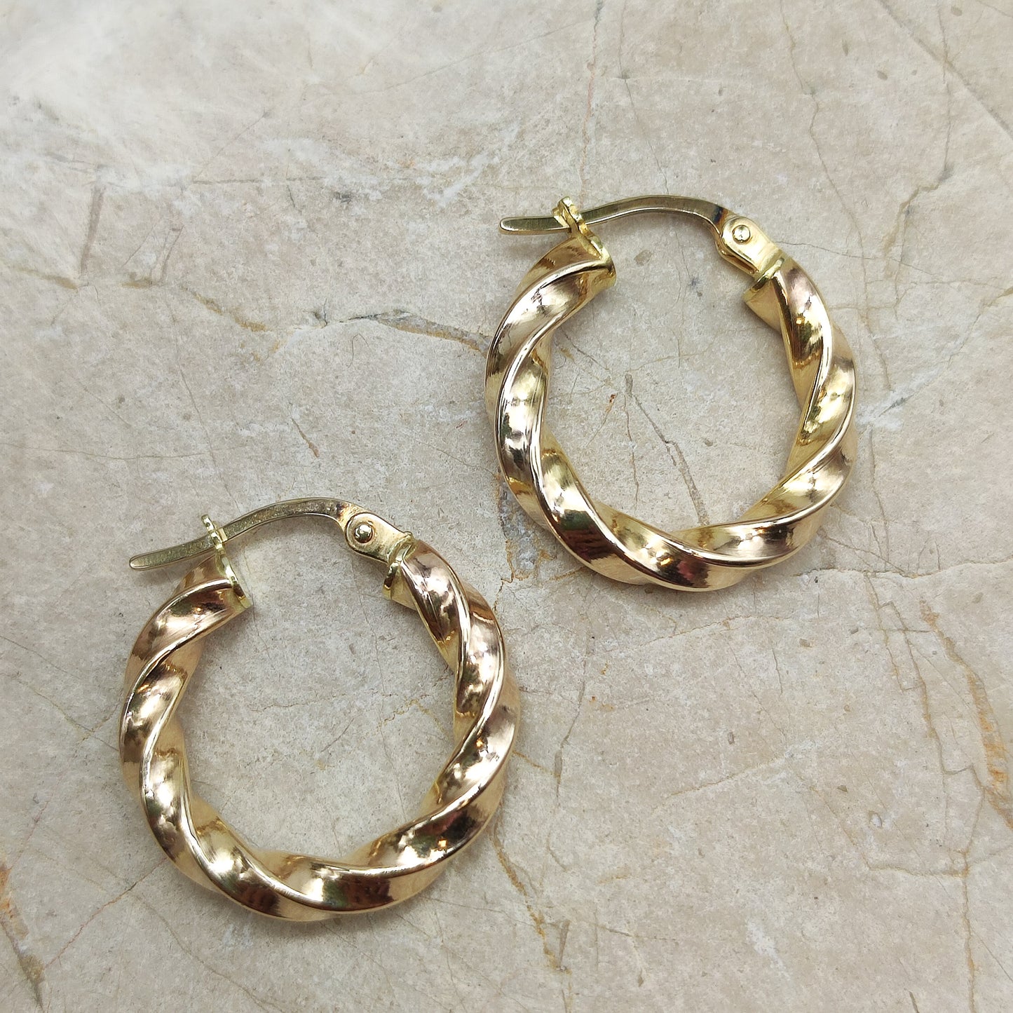 Twisted Hoop Earrings in 9K gold