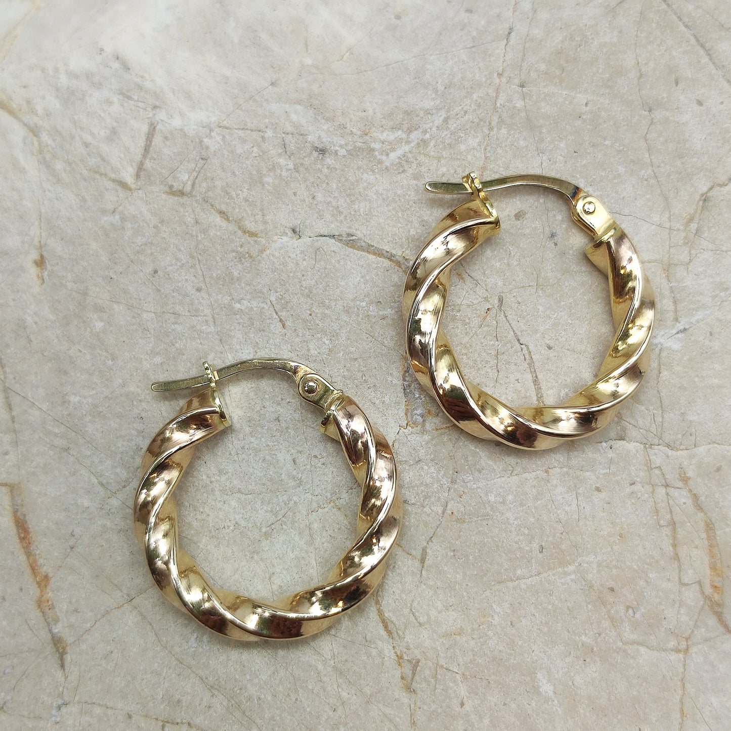Twisted Hoop Earrings in 9K gold