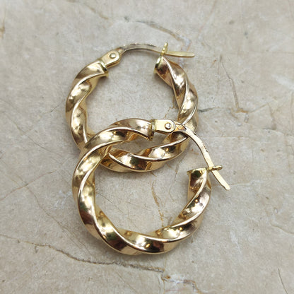 Twisted Hoop Earrings in 9K gold
