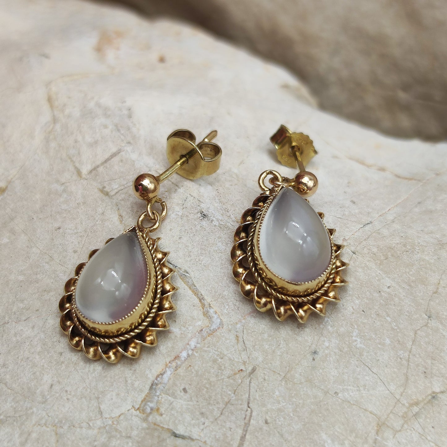 Moonstone Earrings in 9K gold